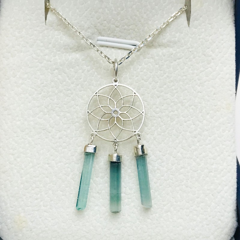 Blue dream catcher tourmaline pendant dream catcher necklace blue tourmaline crystal sterling silver pendant Blue dream catcher tourmaline pendant dream catcher necklace blue tourmaline crystal sterling silver pendant