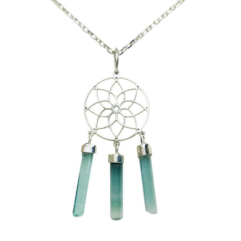 Blue dream catcher tourmaline pendant dream catcher necklace blue tourmaline crystal sterling silver pendant Blue dream catcher tourmaline pendant dream catcher necklace blue tourmaline crystal sterling silver pendant