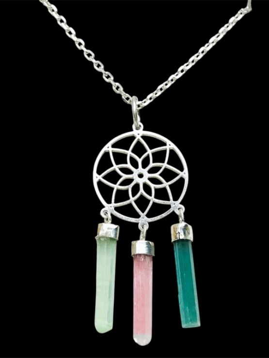 Dream catcher tourmaline pendant dream catcher necklace tourmaline crystal sterling silver pendant