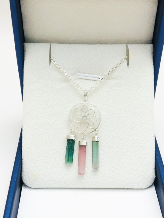 Dream catcher tourmaline pendant dream catcher necklace tourmaline crystal sterling silver pendant