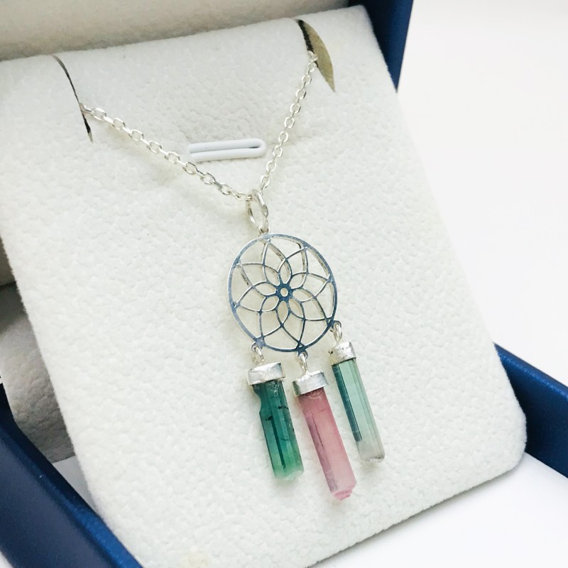 Dream catcher tourmaline pendant dream catcher necklace tourmaline crystal sterling silver pendant Dream catcher tourmaline pendant dream catcher necklace tourmaline crystal sterling silver pendant