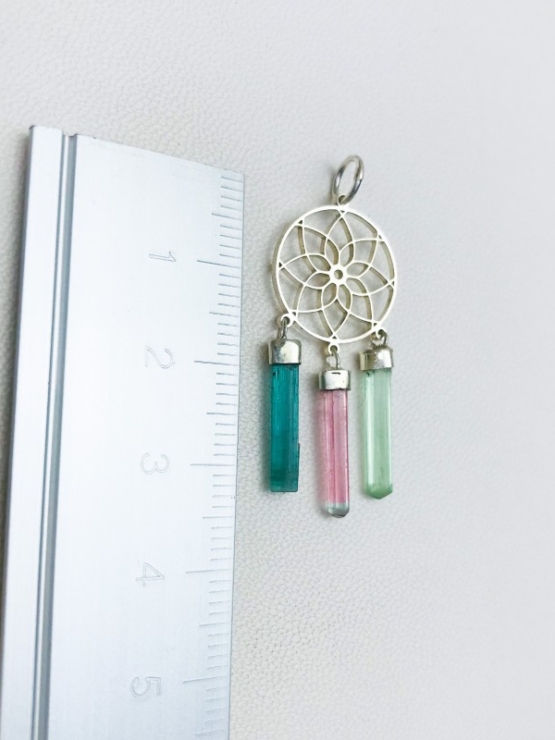 Dream catcher tourmaline pendant dream catcher necklace tourmaline crystal sterling silver pendant