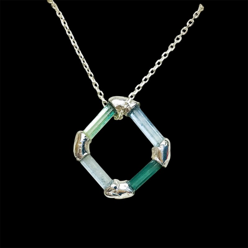 Sterling silver tourmaline pendant rectangle tourmaline pendant blue aquamarine pendant Polygon tourmaline pendant Sterling silver tourmaline pendant rectangle tourmaline pendant blue aquamarine pendant