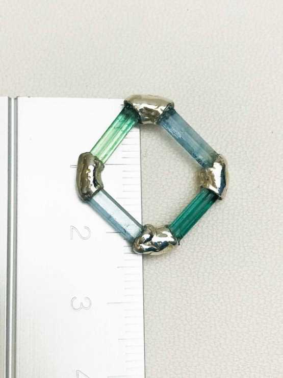 Polygon tourmaline pendant Sterling silver tourmaline pendant rectangle tourmaline pendant blue aquamarine pendant