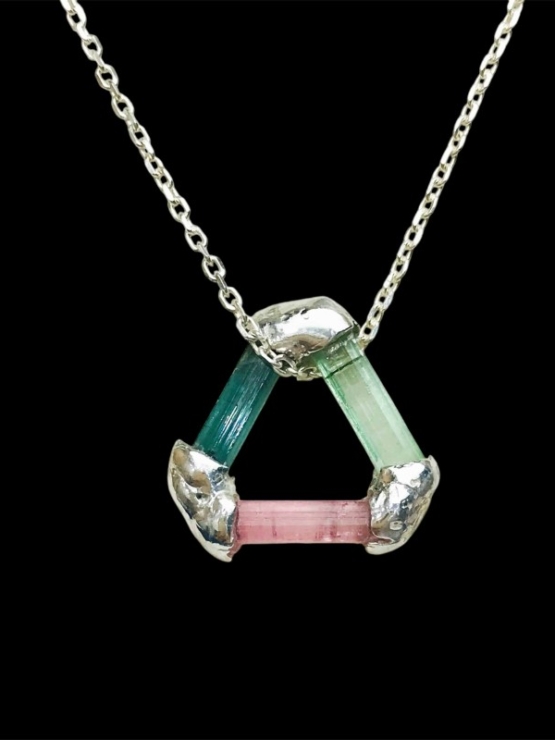 Triangle tourmaline pendant sterling silver triangle tourmaline pendant multicolor tourmaline pendant