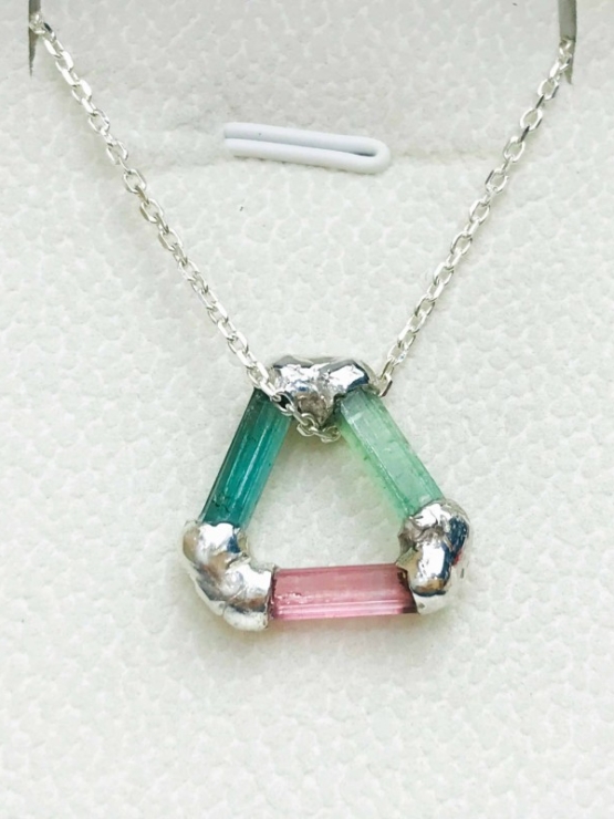 Triangle tourmaline pendant sterling silver triangle tourmaline pendant multicolor tourmaline pendant