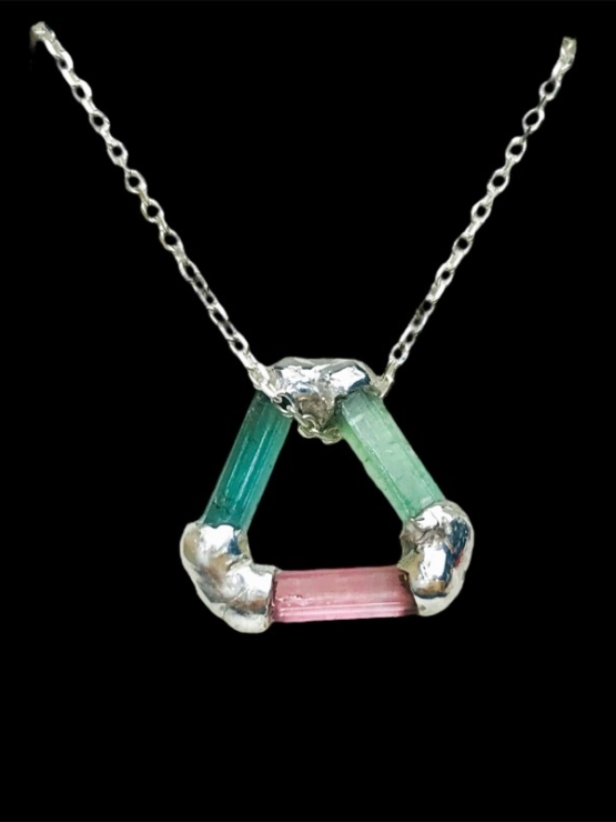Triangle tourmaline pendant sterling silver triangle tourmaline pendant multicolor tourmaline pendant