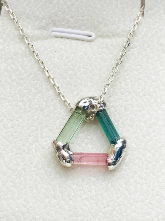 Triangle tourmaline pendant sterling silver triangle tourmaline pendant multicolor tourmaline pendant