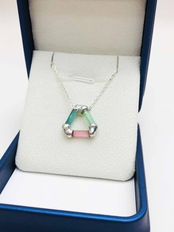 Triangle tourmaline pendant sterling silver triangle tourmaline pendant multicolor tourmaline pendant