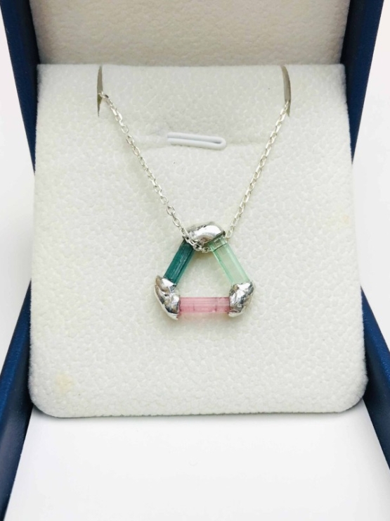 Triangle tourmaline pendant sterling silver triangle tourmaline pendant multicolor tourmaline pendant