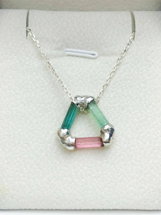 Triangle tourmaline pendant sterling silver triangle tourmaline pendant multicolor tourmaline pendant