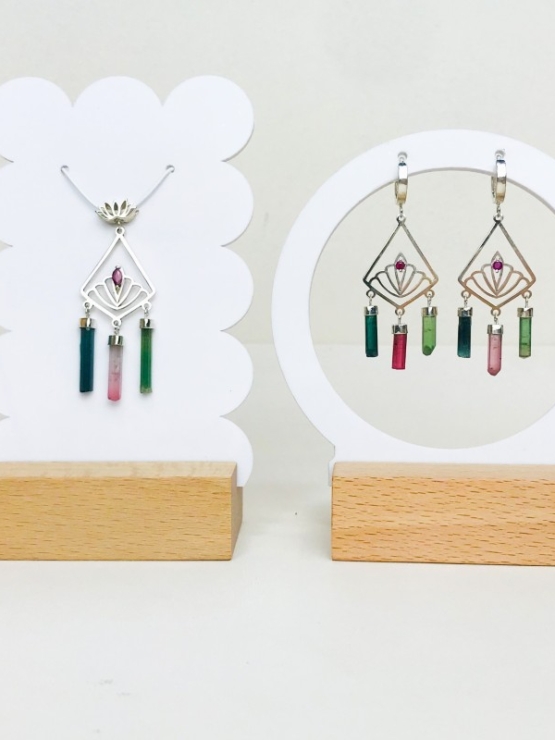 Boho tourmaline crystal earrings tourmaline crystal earrings tourmaline dangle earrings multicolor tourmaline hoop earrings silver