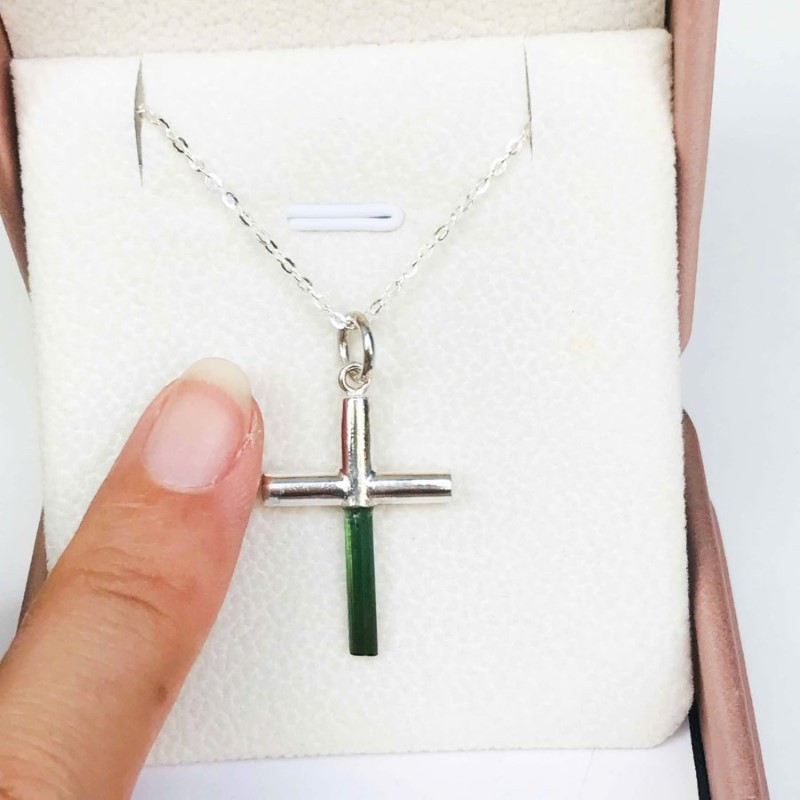 Green tourmaline cross pendant Sterling silver tourmaline crystal pendant Green tourmaline jewelry natural tourmaline pendant Green tourmaline cross pendant Sterling silver tourmaline crystal pendant Green tourmaline jewelry natural tourmaline pendant