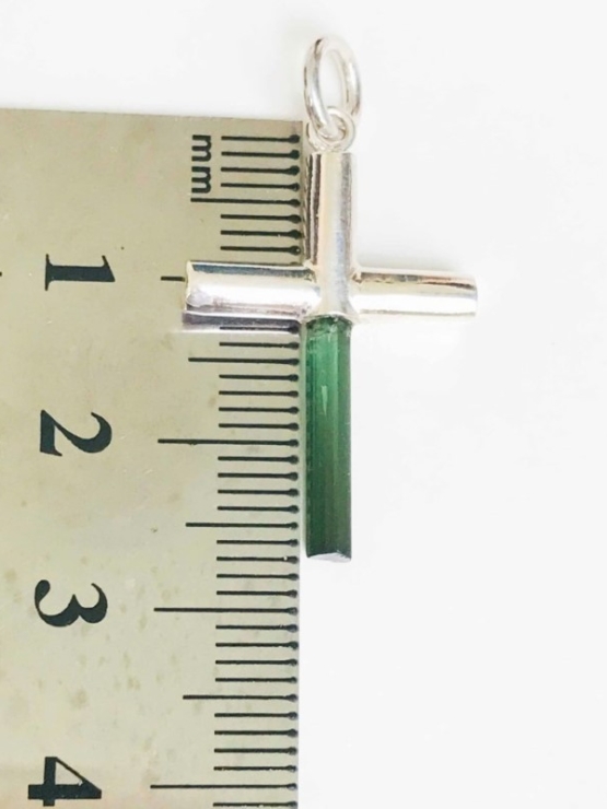 Green tourmaline cross pendant Sterling silver tourmaline crystal pendant Green tourmaline jewelry natural tourmaline pendant