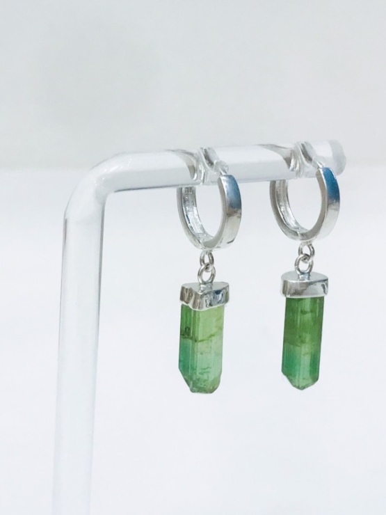 Green tourmaline earrings Green tourmaline crystal earrings green tourmaline dangle earrings green tourmaline hoop earrings silver