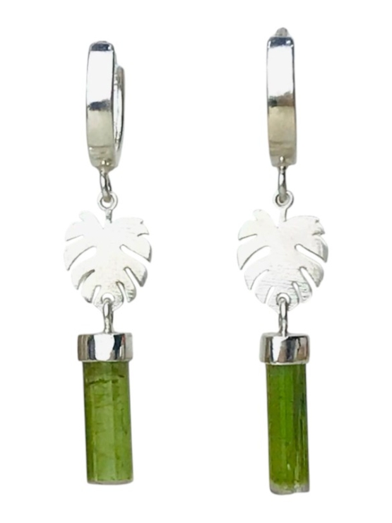 Green tourmaline earrings Green tourmaline crystal earrings green tourmaline dangle earrings green tourmaline hoop earrings silver