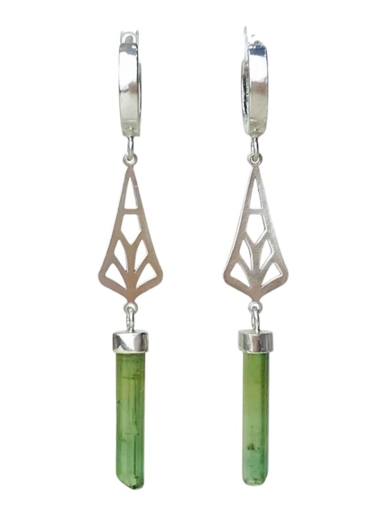 Green tourmaline earrings Green tourmaline crystal earrings green tourmaline dangle earrings green tourmaline hoop earrings silver