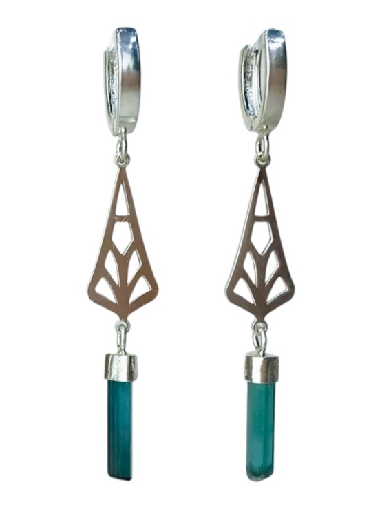 Green tourmaline earrings Green tourmaline crystal earrings green tourmaline dangle earrings green tourmaline hoop earrings silver