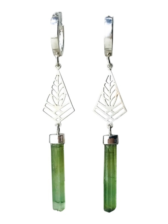 Green tourmaline earrings Green tourmaline crystal earrings green tourmaline dangle earrings green tourmaline hoop earrings silver