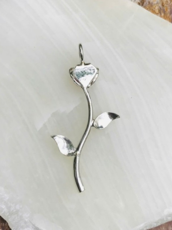 Octahedron spinel pendant Rose pendant silver spinel crystal silver pendant (1)