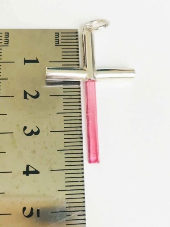 Pink tourmaline cross pendant Sterling silver tourmaline crystal pendant pink tourmaline jewelry natural tourmaline pendant