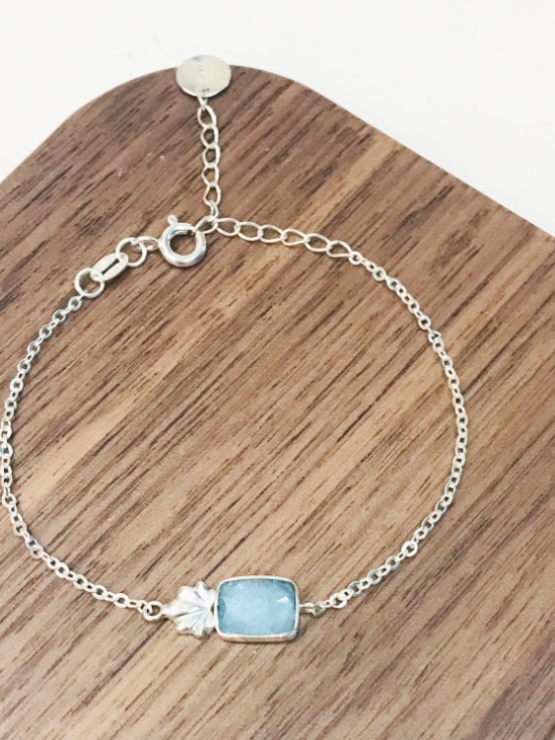 Aquamarine bracelet for girls Rose cut aquamarine bracelet natural aquamarine bracelet March birthstone bracelet