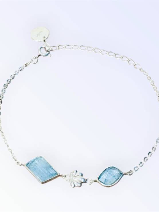 Aquamarine bracelet for girls Rose cut aquamarine bracelet natural aquamarine bracelet March birthstone bracelet