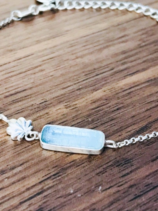 Aquamarine bracelet for girls Rose cut aquamarine bracelet natural aquamarine bracelet March birthstone bracelet