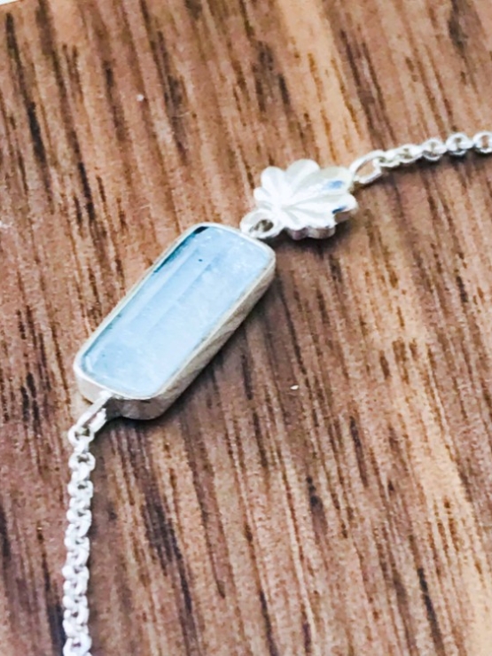 Aquamarine bracelet for girls Rose cut aquamarine bracelet natural aquamarine bracelet March birthstone bracelet