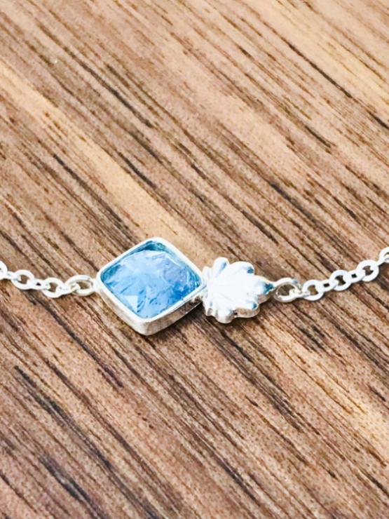 Aquamarine bracelet for girls Rose cut aquamarine bracelet natural aquamarine bracelet March birthstone bracelet