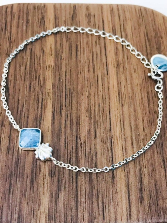 Aquamarine bracelet for girls Rose cut aquamarine bracelet natural aquamarine bracelet March birthstone bracelet