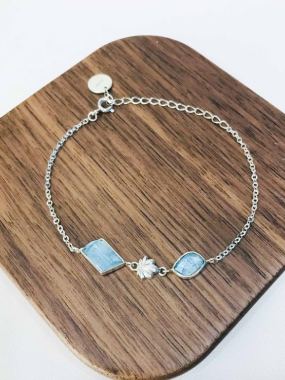 Aquamarine bracelet for girls Rose cut aquamarine bracelet natural aquamarine bracelet March birthstone bracelet