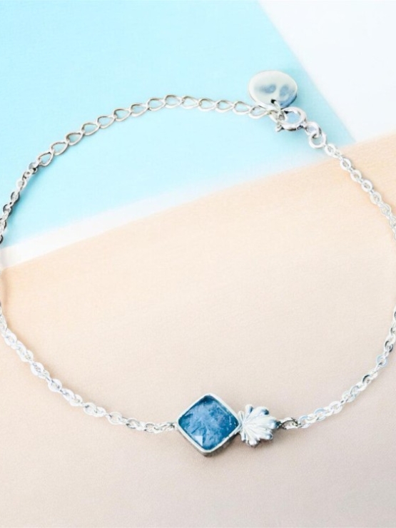 Aquamarine bracelet for girls Rose cut aquamarine bracelet natural aquamarine bracelet March birthstone bracelet