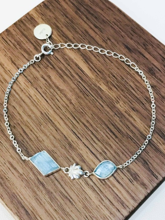 Aquamarine bracelet for girls Rose cut aquamarine bracelet natural aquamarine bracelet March birthstone bracelet