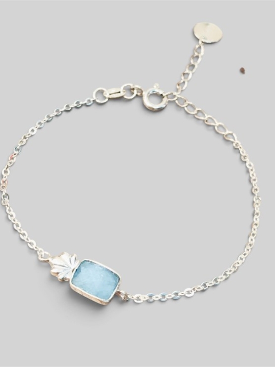 Aquamarine bracelet for girls Rose cut aquamarine bracelet natural aquamarine bracelet March birthstone bracelet