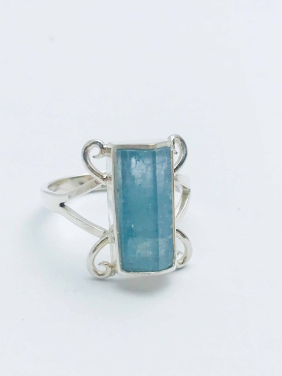 natural Aquamarine crystal ring for girl Raw aquamarine ring Natural aquamarine silver ring