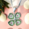 Clover watermelon tourmaline pendant Natural Watermelon tourmaline pendant Silver clover pendant