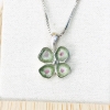 Clover watermelon tourmaline pendant Natural Watermelon tourmaline pendant Silver clover pendant