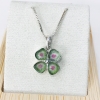 Clover watermelon tourmaline pendant Natural Watermelon tourmaline pendant Silver clover pendant