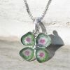 Clover watermelon tourmaline pendant Natural Watermelon tourmaline pendant Silver clover pendant