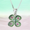 Clover watermelon tourmaline pendant Natural Watermelon tourmaline pendant Silver clover pendant