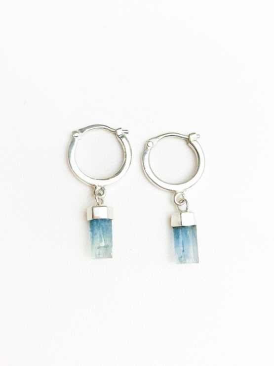 Dainty aquamarine hoop earrings for girls natural aquamarine earrings raw aquamarine earrings