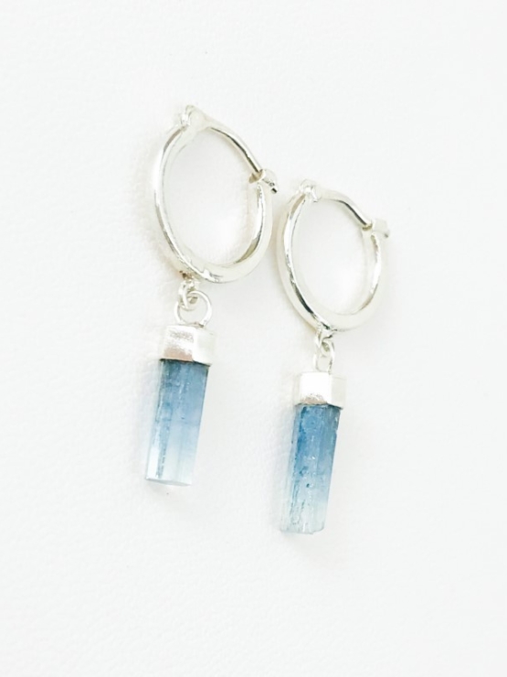 Dainty aquamarine hoop earrings for girls natural aquamarine earrings raw aquamarine earrings