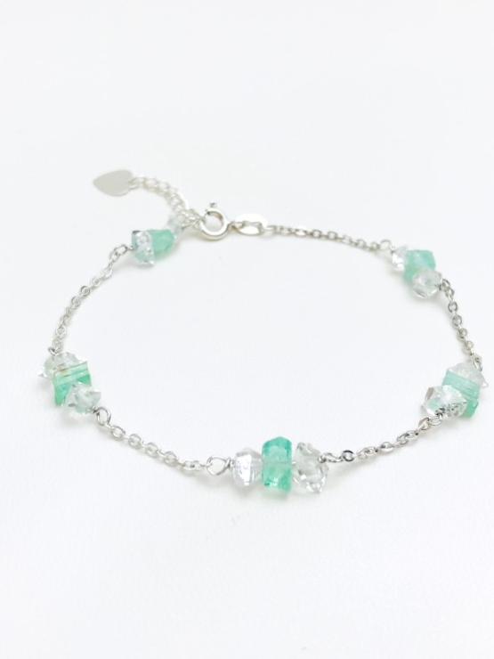 Dainty emerald bracelet for girls-natural emerald bracelet-tiny emerald bracelet - raw emerald bracelet for women