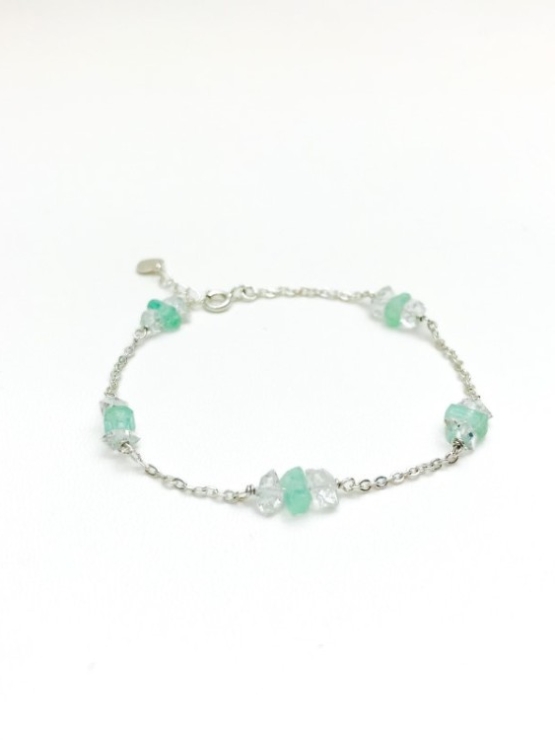 Dainty emerald bracelet for girls-natural emerald bracelet-tiny emerald bracelet - raw emerald bracelet for women