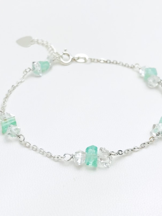 Dainty emerald bracelet for girls-natural emerald bracelet-tiny emerald bracelet - raw emerald bracelet for women