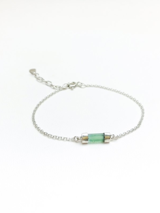 Dainty green tourmaline bracelet for girls-natural green tourmaline bracelet-tiny tourmaline bracelet for women