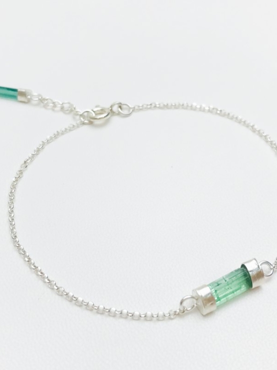 Dainty green tourmaline bracelet for girls-natural green tourmaline bracelet-tiny tourmaline bracelet for women
