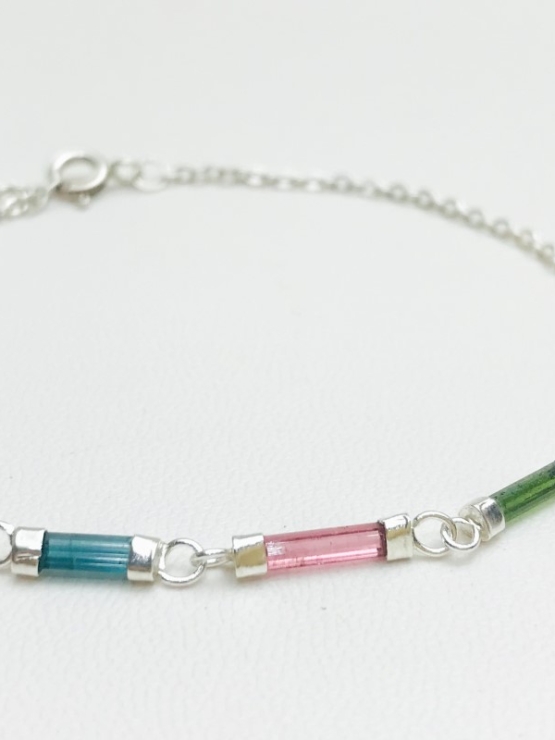Dainty multi-color tourmaline bracelet for girls-natural mix-color tourmaline bracelet-tiny mix-color tourmaline bracelet for women