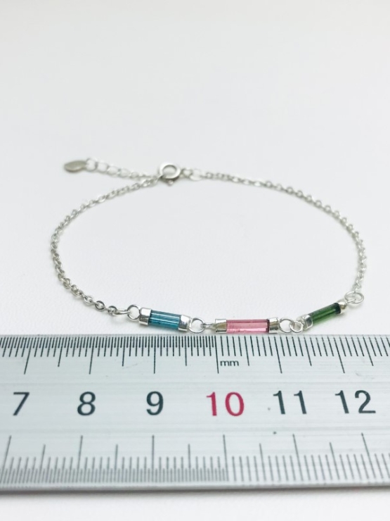 Dainty multi-color tourmaline bracelet for girls-natural mix-color tourmaline bracelet-tiny mix-color tourmaline bracelet for women
